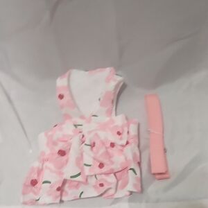 Floral Pink Dog Dress with Matching Belt